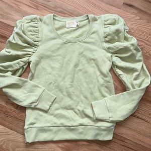 Nation LTD lime green sweatshirt with puff sleeves, women's Medium